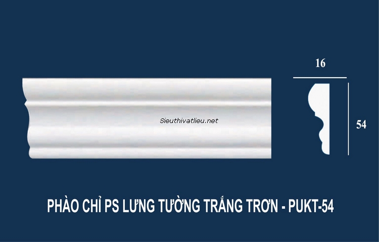 Phào chỉ tường PU PUKT-54 trắng trơn