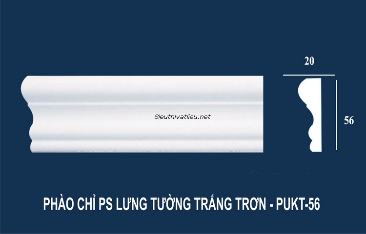 Phào chỉ tường PU PUKT-56 trắng trơn