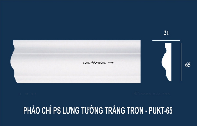 Phào chỉ tường PU PUKT-65 trắng trơn