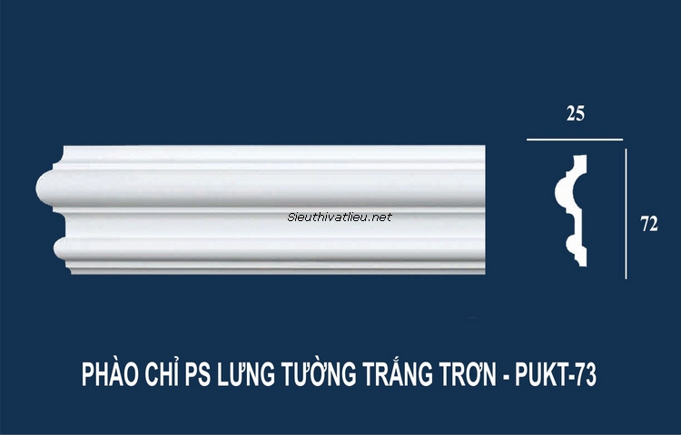 Phào chỉ tường PU PUKT-73 trắng trơn