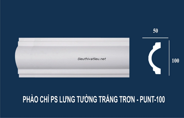 Phào chỉ tường PU PUNT-100 trắng trơn