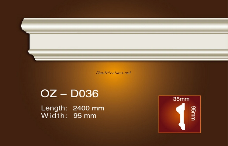 Phào chỉ tường PU Prime OZ-D036 trắng trơn