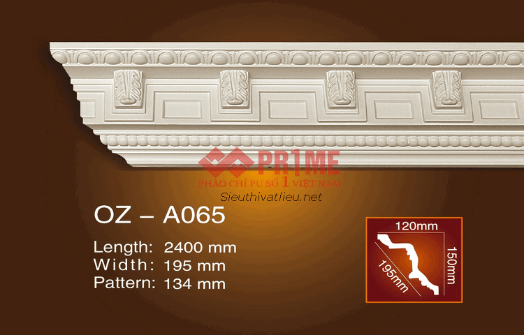 Phào cổ trần PU Prime OZ-A065 trắng hoa văn