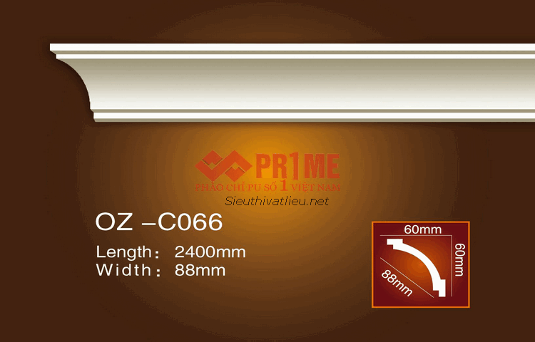 Phào cổ trần PU Prime OZ-C066 trắng trơn