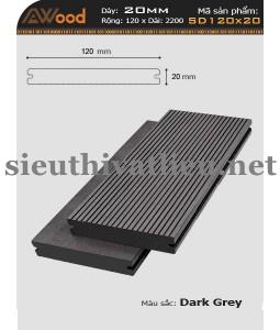 Sàn Gỗ Ngoài Trời Awood SD 120x20 Dark Grey