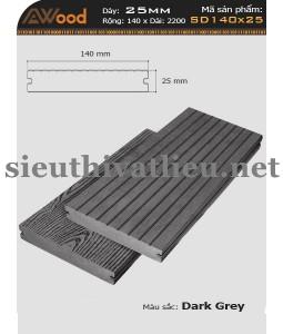 Sàn Gỗ Ngoài Trời Awood SD 140x25 Dark Grey