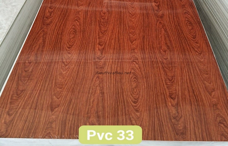 Tấm nhựa pvc vân gỗ màu đỏ PVC33