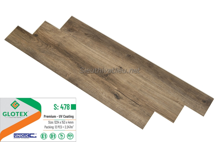 Sàn nhựa hèm khóa Glotex 4mm S478