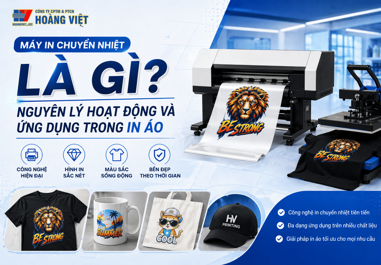Máy in chuyển nhiệt là gì? Nguyên lý và ứng dụng trong in áo