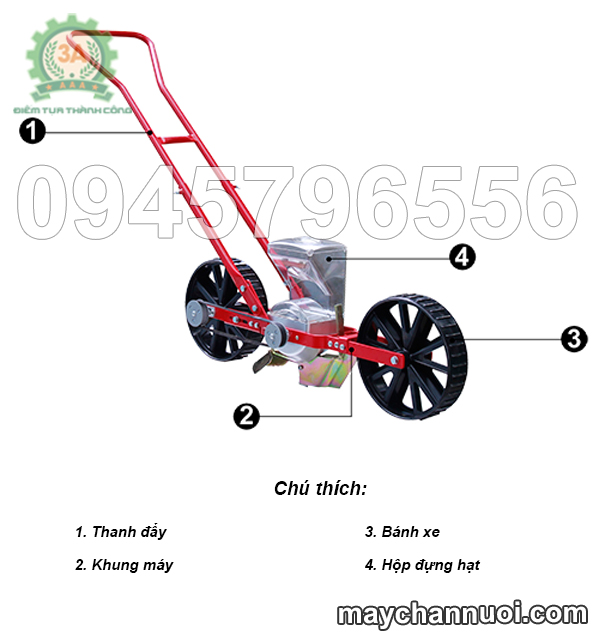 Cấu tạo Dụng cụ gieo hạt 3A 1 hàng