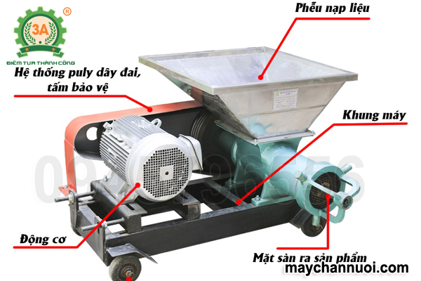 cấu tạo máy xay cá, gà nguyên con