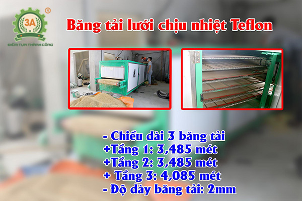 Thiết bị sấy thức ăn chăn nuôi dạng băng tải 3A