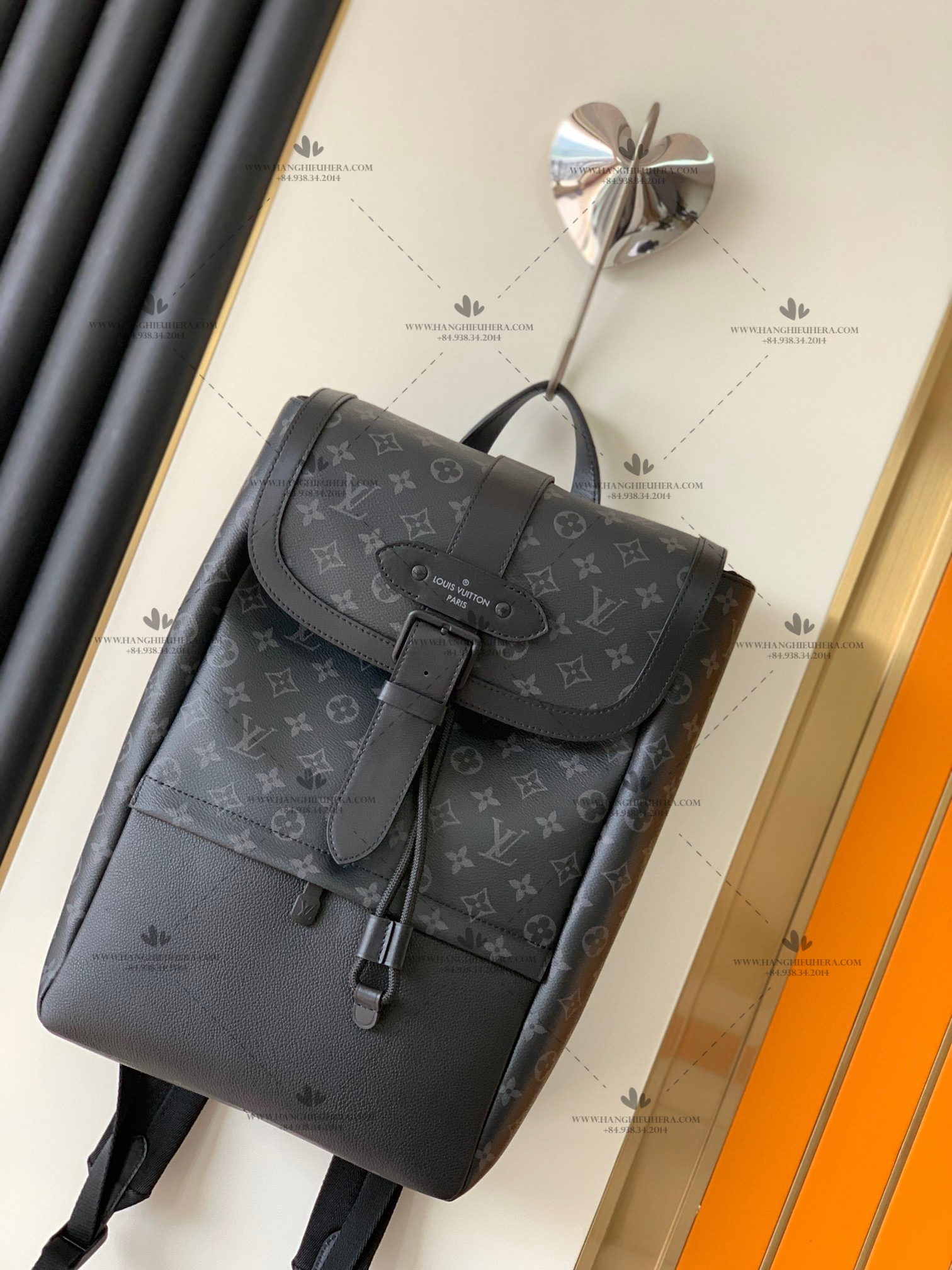 Louis Vuitton Saumur Backpack Monogram Eclipse Canvas For Men