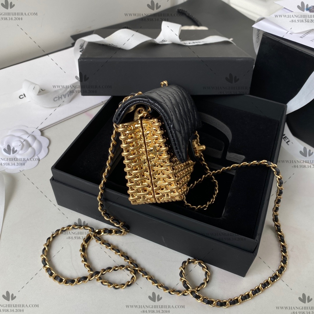 Mini evening bag Glass pearls  goldtone metal black  multicolor   Fashion  CHANEL