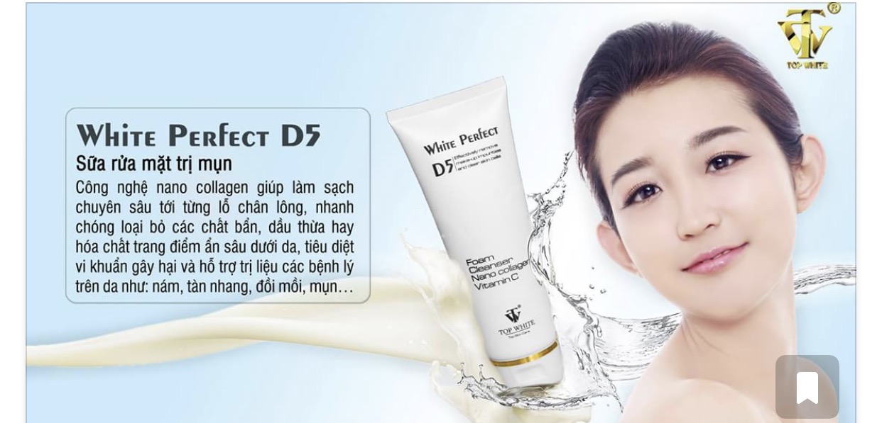 SỮA RỬA MẶT NGỪA MỤN GIẢM NÁM - SÁNG KHỎE LÀN DA WHITE PERFECT D5