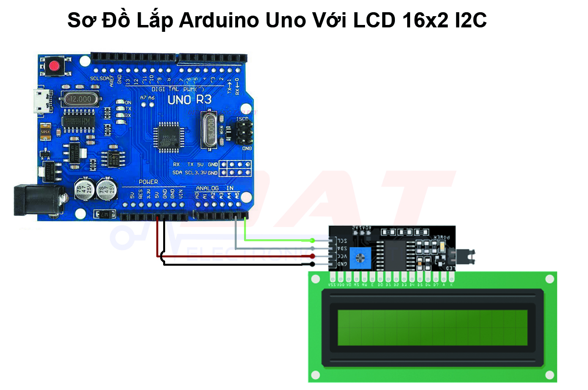Giao Tiếp LCD 16x2 I2C với Arduino Uno | Điện Tử DAT