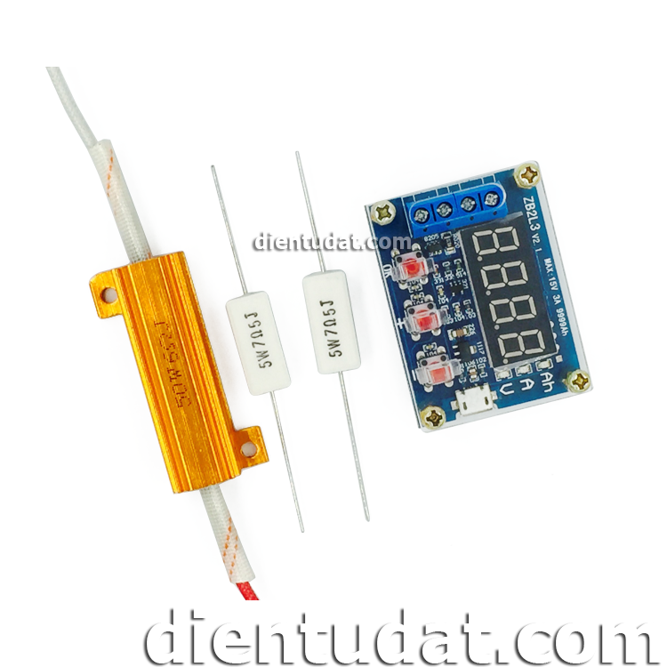 Mạch Test Pin Li-on 18650 - Kèm trở 60W - Hộp Mica