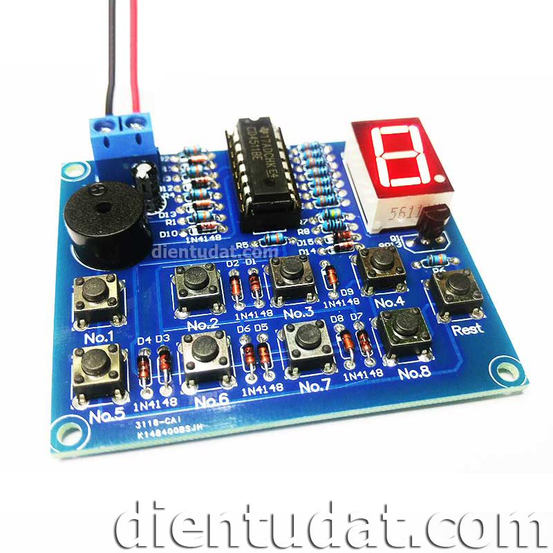 KIT DIY Mạch Nhấn Chuông Ưu Tiên CD4511 8 Phím - Tự Ráp