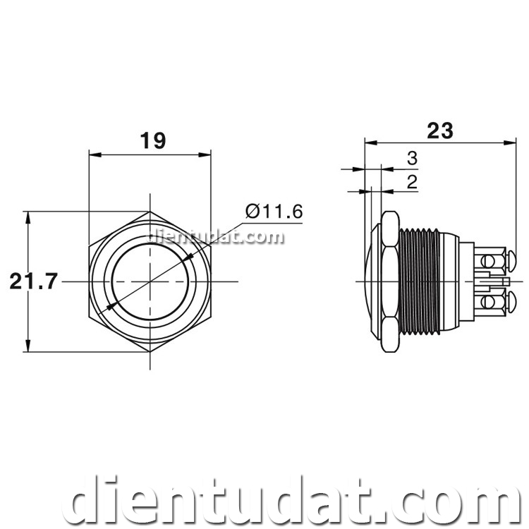 Nút Nhấn Reset Chống Nước 16mm - Xanh Lá