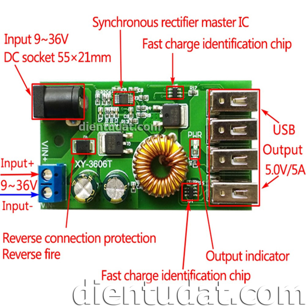 Mạch Hạ Áp 4 Cổng USB
