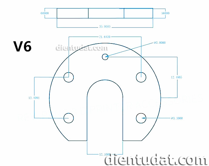 Gá U Giữ Đầu In E3D Cho Bộ Đùn Gián Tiếp V6