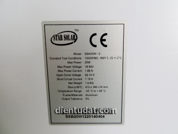 Pin năng lượng mặt trời Solar Panel 18V - 20W - Đóng khung sẵn