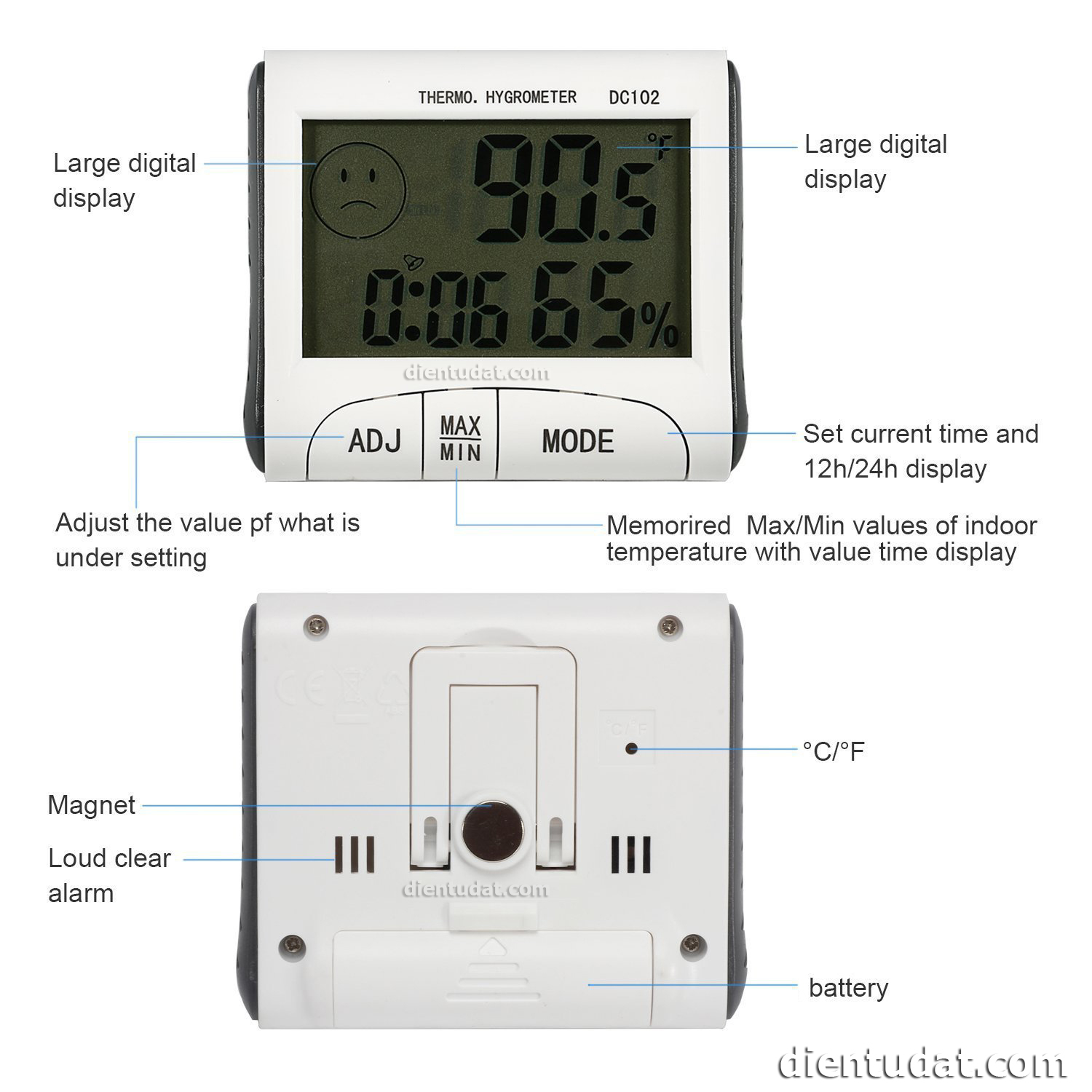 Nhiệt Ẩm Kế - Đồng Hồ Thời Gian DC102