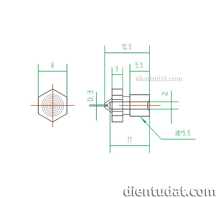 Đầu Phun E3D V6 - 1mm/1.75