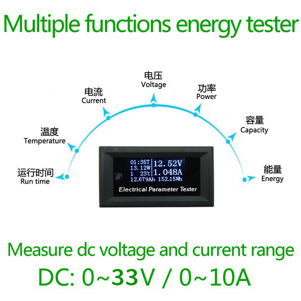 Đồng Hồ Đo DC Hiển Thị OLED - 33V/ 3A - 10A