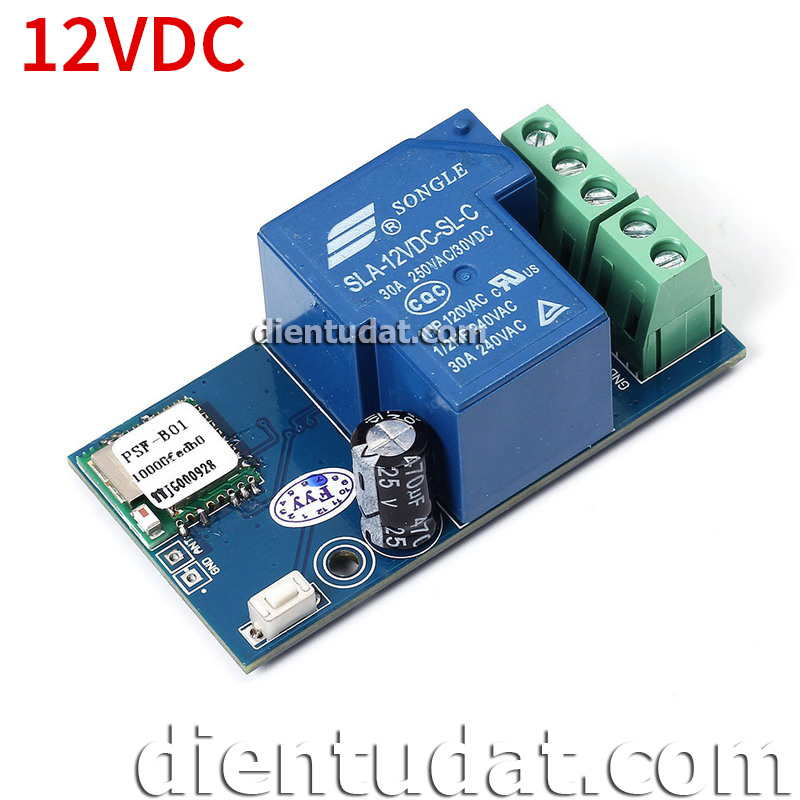 Mạch Điều Khiển 1 Relay Qua Wifi 12VDC - Dùng APP