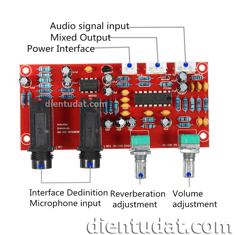 Mạch Karaoke PT2399 Nguồn 12VDC