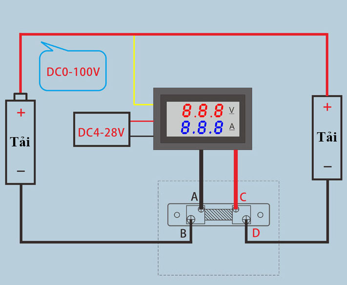 Đồng Hồ Đo Áp Và Dòng DC 0-100V 0-100A