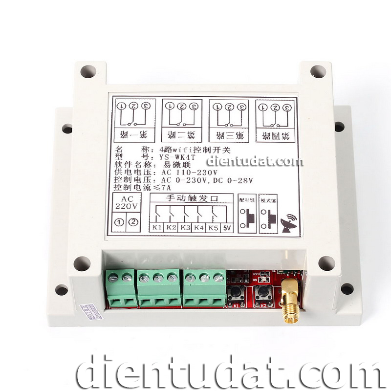 Mạch Điều Khiển 4 Relay Qua Wifi 220VAC - Dùng APP