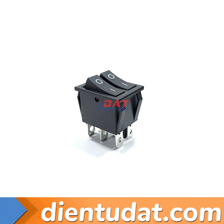 Công Tắc Bập Bênh Đôi 6 Chân KCD4 16A 31*25MM - 2 Đen  2 Đỏ/2 Xanh - có đèn 1 Xanh 1 Đỏ - có đèn