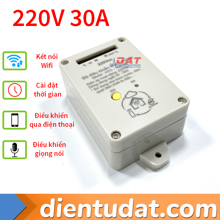 Công Tắc Điều Khiển 1 Thiết Bị Qua Wifi 220V 30A - App Smart Life