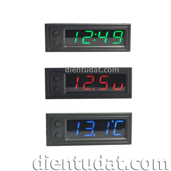 Đồng Hồ 3 Chức Năng Thời Gian - Nhiệt Độ - Vôn Kế - Green