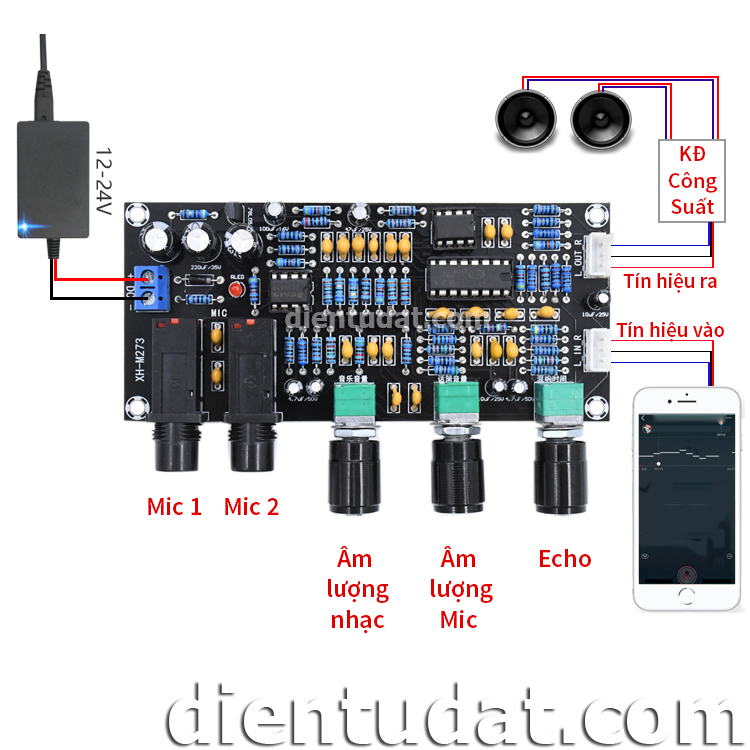 Mạch Karaoke Nguồn 12VDC - M273