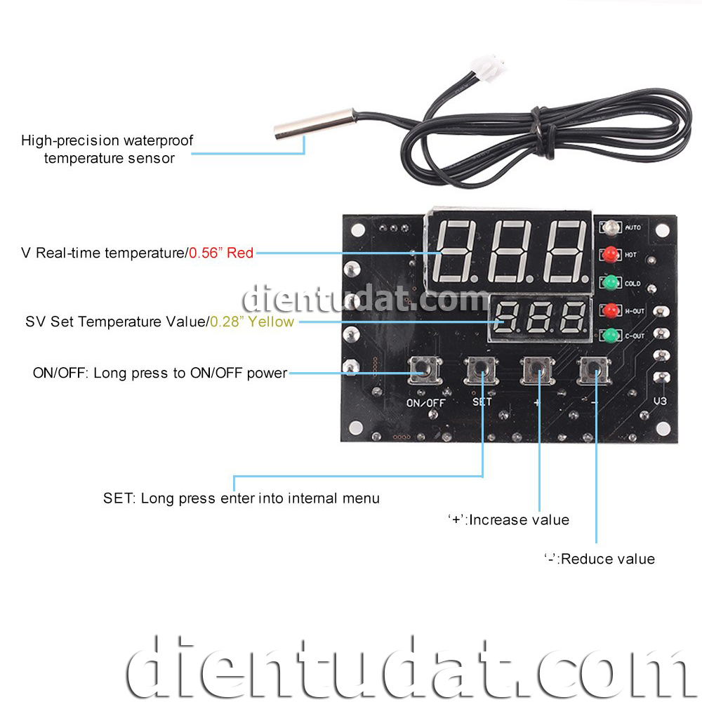 Mạch Kiểm Soát Nhiệt Độ Sò Nóng Lạnh Đóng Ngắt 2 Kênh - W1504