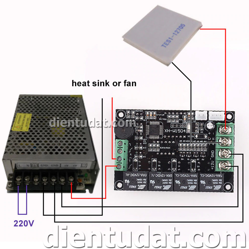 Mạch Kiểm Soát Nhiệt Độ Sò Nóng Lạnh Đóng Ngắt 2 Kênh - W1504