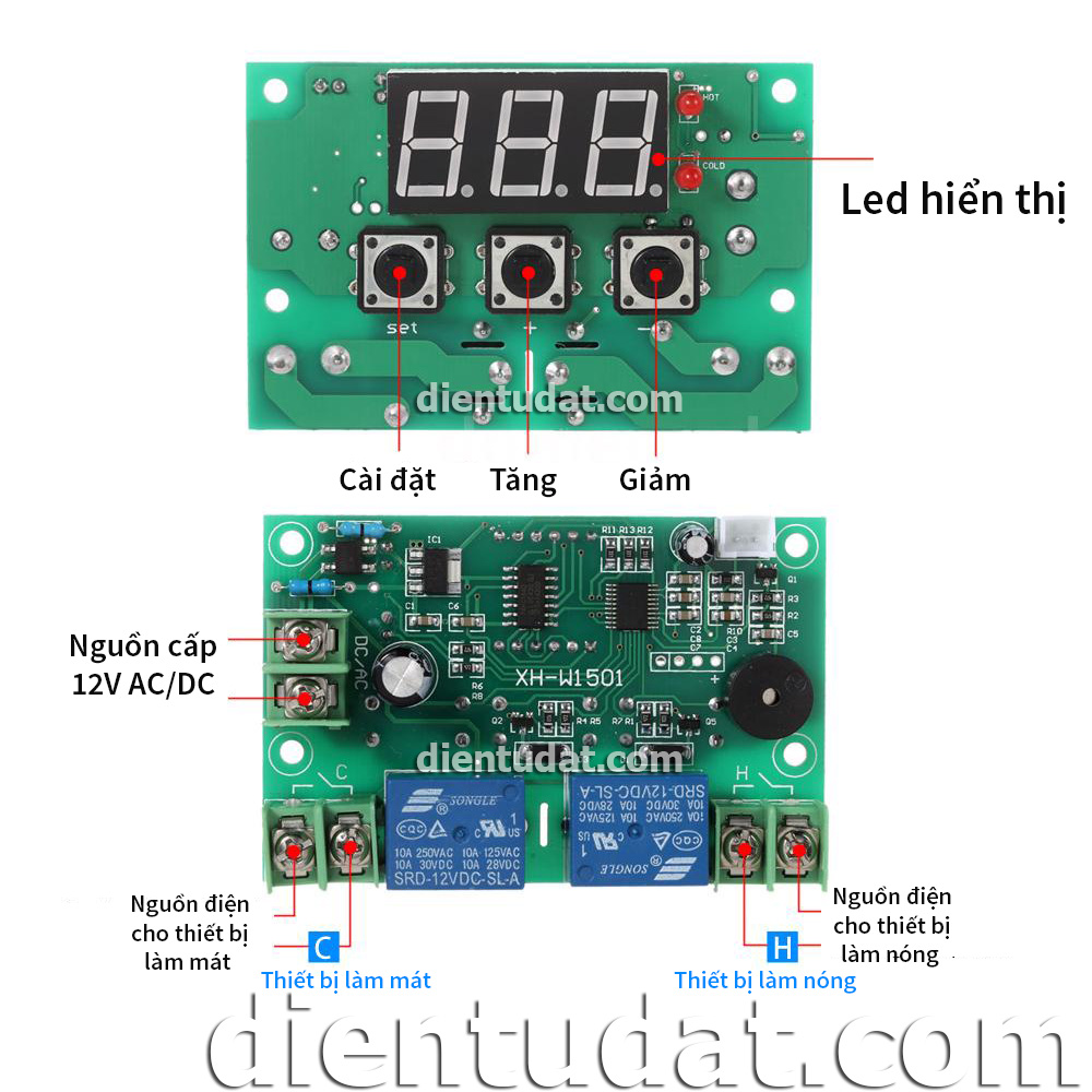 Mạch Kiểm Soát Nhiệt Độ Đóng Ngắt 2 Kênh Nóng Lạnh - W1501
