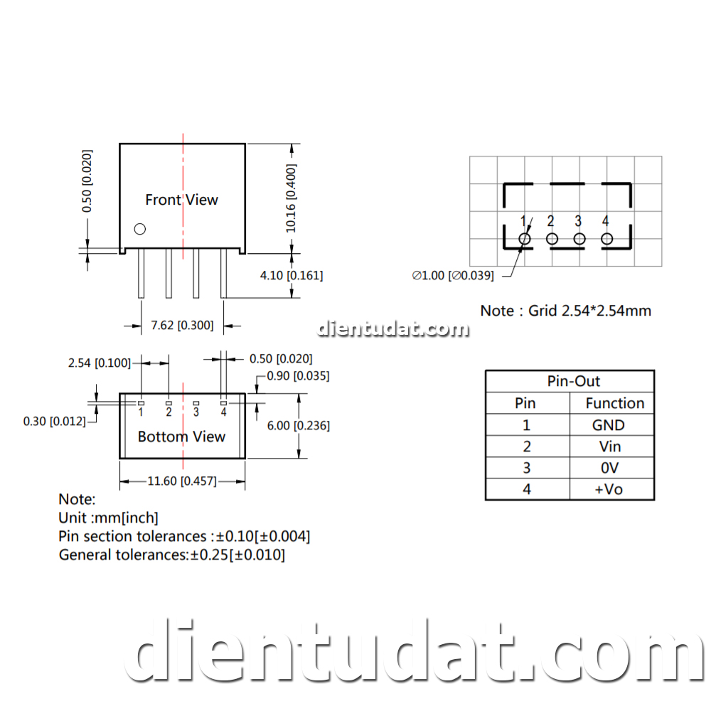 Module Nguồn Cách Ly 12V Ra 5V B1205S - 1W