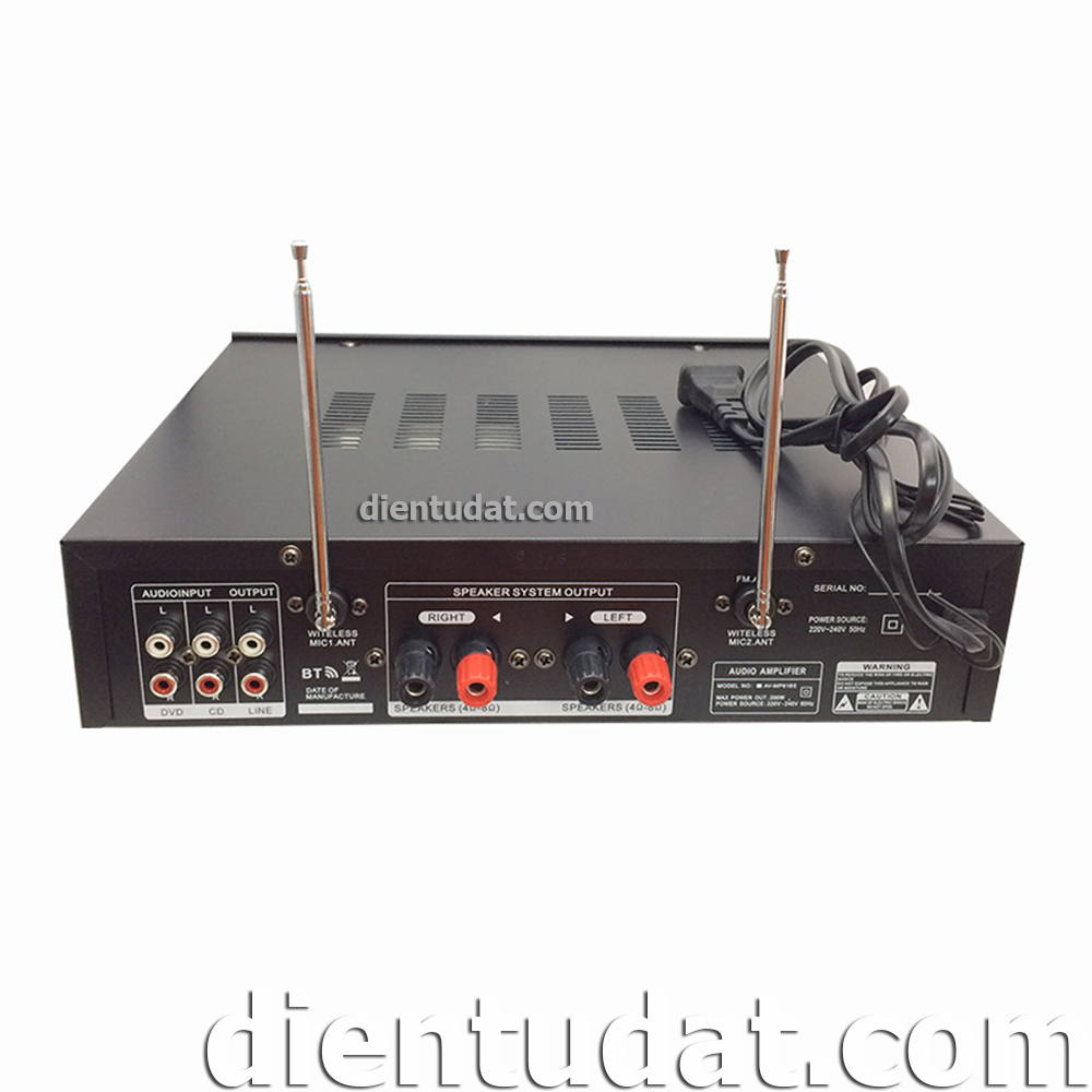 Bộ Ampli Karaoke Bluetooth 220VAC 2*100W Kèm 2 Micro Không Dây Sunbuck