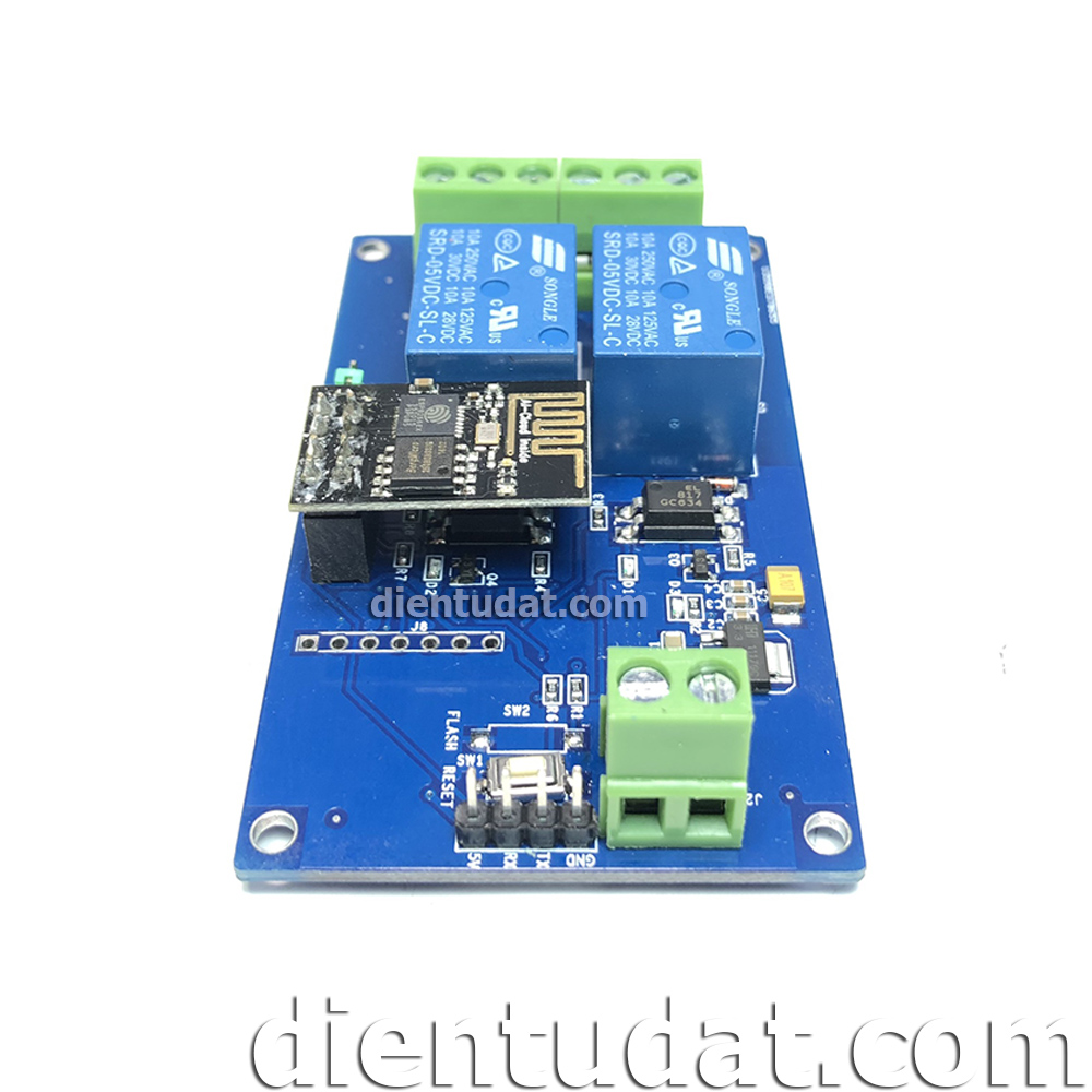 HTC-Tech Mạch 2 Relay Điều Khiển Qua Wifi ESP8266 - 5V