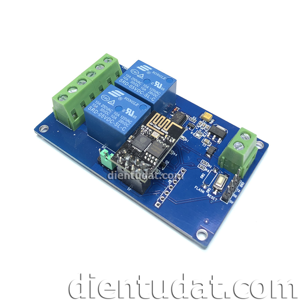 HTC-Tech Mạch 2 Relay Điều Khiển Qua Wifi ESP8266 - 5V