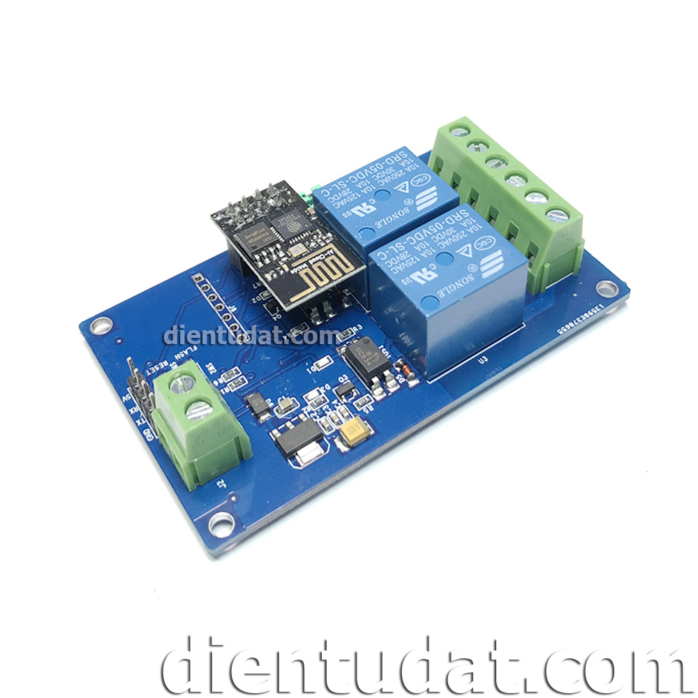 HTC-Tech Mạch 2 Relay Điều Khiển Qua Wifi ESP8266 - 5V