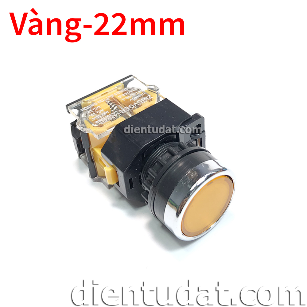 Nút Nhấn LA38 22mm Tự Khóa - Màu Vàng