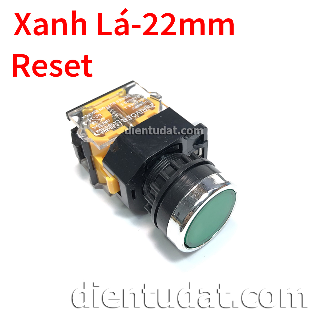 Nút Nhấn LA38 22mm Reset - Màu Xanh Lá