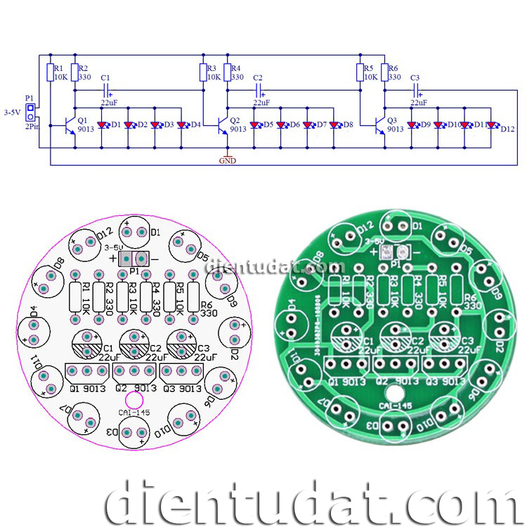 KIT DIY Bộ Led Tròn Đỏ - Tự Ráp