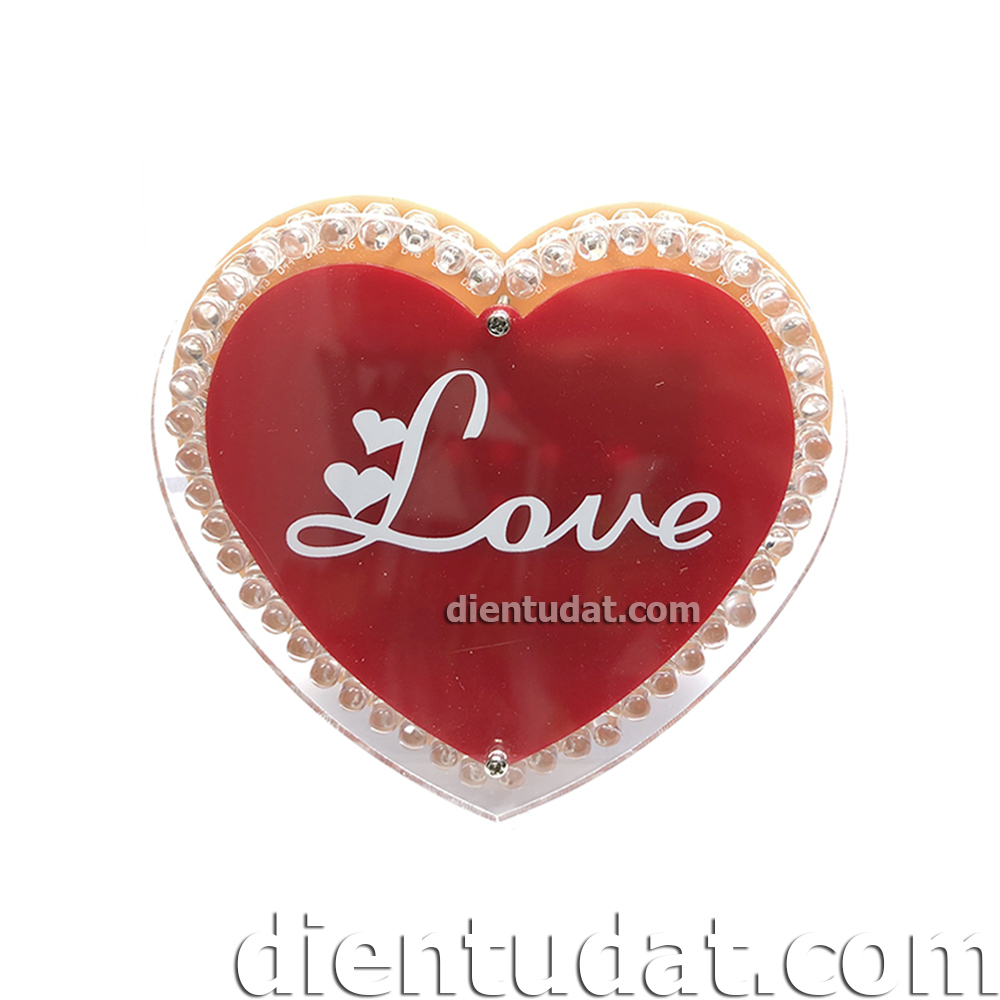 KIT DIY Bộ Đèn Led Trái Tim Hiệu Ứng Led Kèm Hộp Mica - Tự Ráp