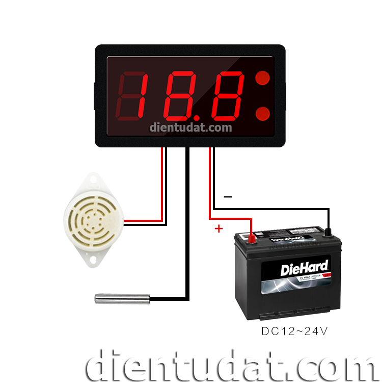 Đồng Hồ Đo Nhiệt Độ Báo Còi 12V/24V -50~110°C - B330